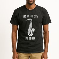 Funny Sax In The City Phoenix Jazz Music Sax Player Design Tall T-Shirt