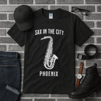 Funny Sax In The City Phoenix Jazz Music Sax Player Design Tall T-Shirt