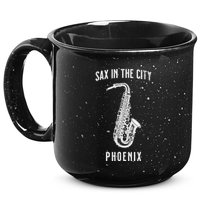 Funny Sax In The City Phoenix Jazz Music Sax Player Design 15oz Campfire Ceramic Mug