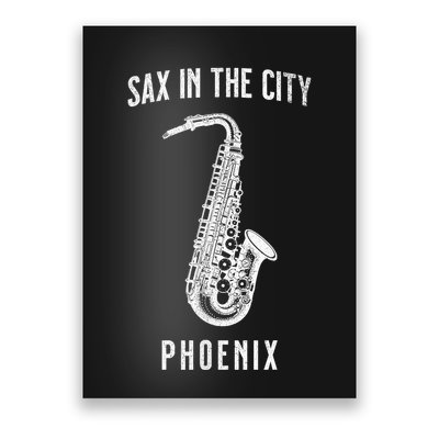 Funny Sax In The City Phoenix Jazz Music Sax Player Design Poster