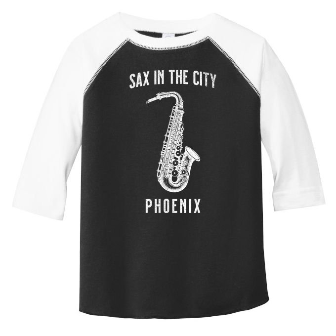 Funny Sax In The City Phoenix Jazz Music Sax Player Design Toddler Fine Jersey T-Shirt