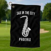 Funny Sax In The City Phoenix Jazz Music Sax Player Design Golf Towel
