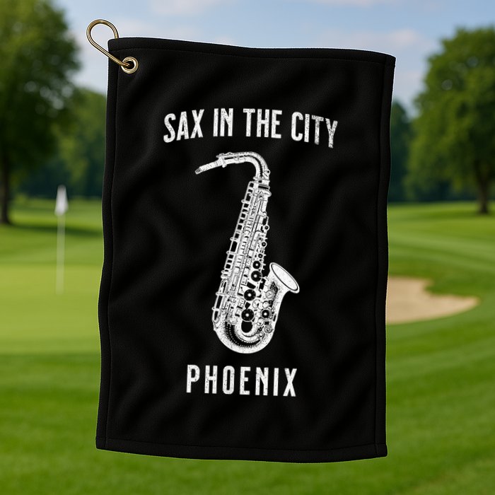 Funny Sax In The City Phoenix Jazz Music Sax Player Design Golf Towel