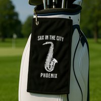 Funny Sax In The City Phoenix Jazz Music Sax Player Design Golf Towel