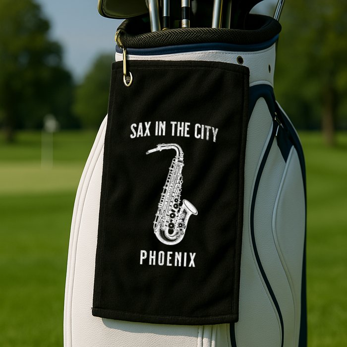 Funny Sax In The City Phoenix Jazz Music Sax Player Design Golf Towel