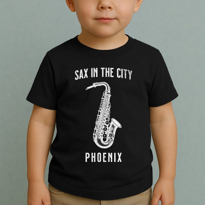 Funny Sax In The City Phoenix Jazz Music Sax Player Design Toddler T-Shirt