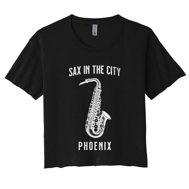 Funny Sax In The City Phoenix Jazz Music Sax Player Design Crop Top