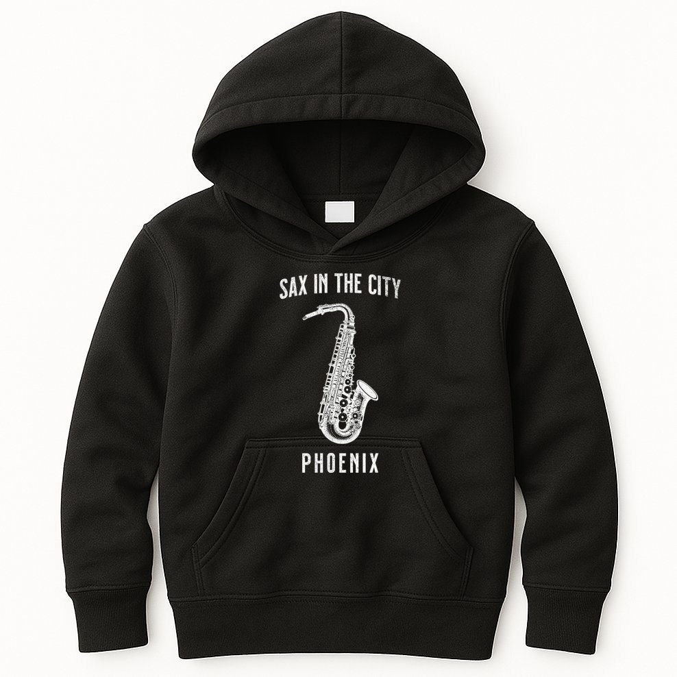 Funny Sax In The City Phoenix Jazz Music Sax Player Design Kids Hoodie