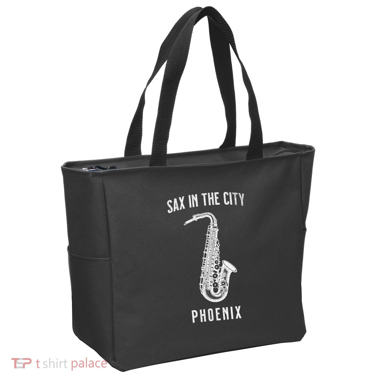 Funny Sax In The City Phoenix Jazz Music Sax Player Design Zip Tote Bag