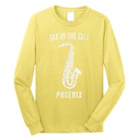 Funny Sax In The City Phoenix Jazz Music Sax Player Design Long Sleeve Shirt