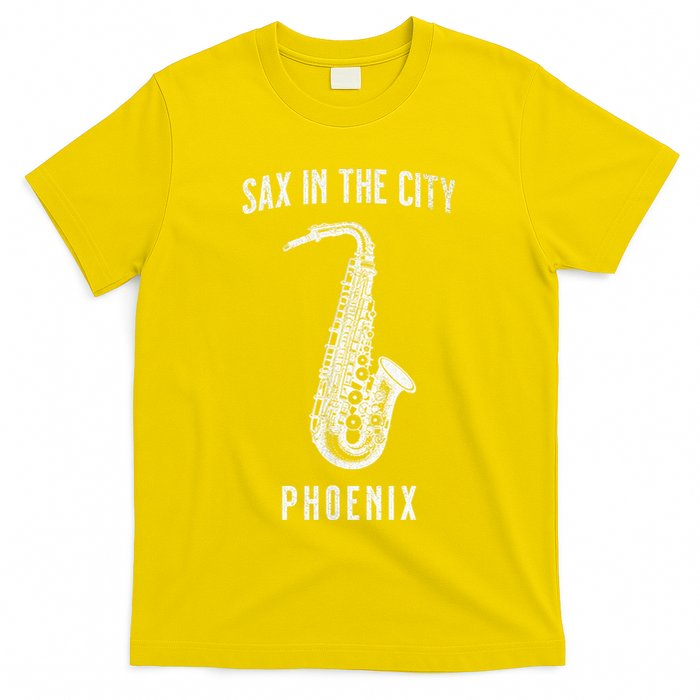 Funny Sax In The City Phoenix Jazz Music Sax Player Design T-Shirt
