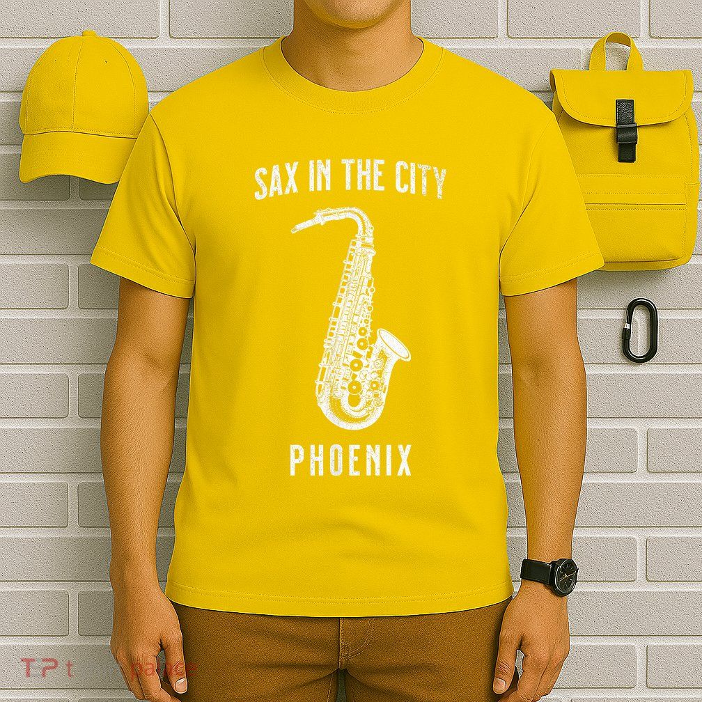 Funny Sax In The City Phoenix Jazz Music Sax Player Design T-Shirt