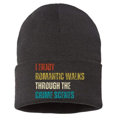 Forensic Science I Enjoy Walks Through The Crime Scenes Sustainable Knit Beanie