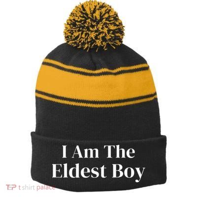 Funny Saying I Am The Eldest Boy Stripe Pom Pom Beanie