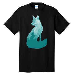 Fox Silhouette In The Forest Animal Hunter Hunting Tall T-Shirt