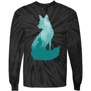 Fox Silhouette In The Forest Animal Hunter Hunting Tie-Dye Long Sleeve Shirt