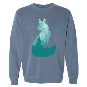 Fox Silhouette In The Forest Animal Hunter Hunting Garment-Dyed Sweatshirt