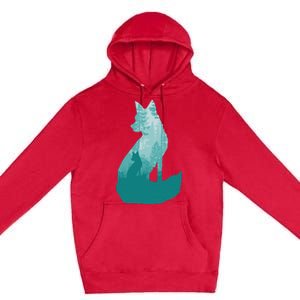 Fox Silhouette In The Forest Animal Hunter Hunting Premium Pullover Hoodie