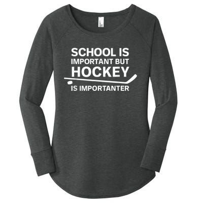 Funny School Is Important But Hockey Is Importanter Women's Perfect Tri Tunic Long Sleeve Shirt