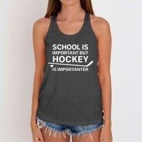 Funny School Is Important But Hockey Is Importanter Women's Knotted Racerback Tank