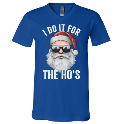 Funny Santa I Do It For The Merry Christmas Gift V-Neck T-Shirt