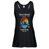 Funny Sorry I Missed Your Call Was On Other Line Men Fishing Ladies Essential Flowy Tank