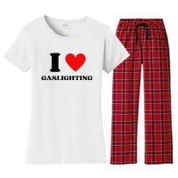 Funny Saying I Love Gaslighting Trendy Heart Shape Women's Flannel Pajama Set