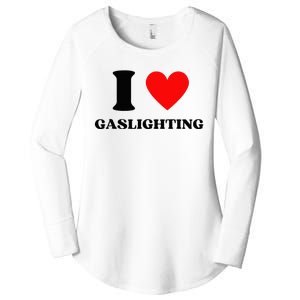 Funny Saying I Love Gaslighting Trendy Heart Shape Women's Perfect Tri Tunic Long Sleeve Shirt