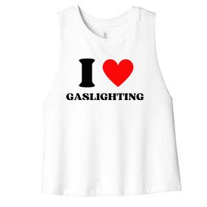 Funny Saying I Love Gaslighting Trendy Heart Shape Women's Racerback Cropped Tank