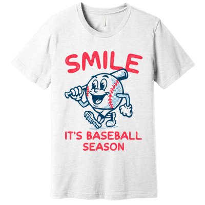 Funny Smile ItS Baseball Season Wo Premium T-Shirt