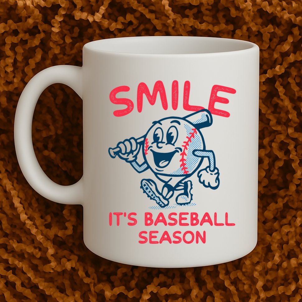 Funny Smile ItS Baseball Season Wo Mug
