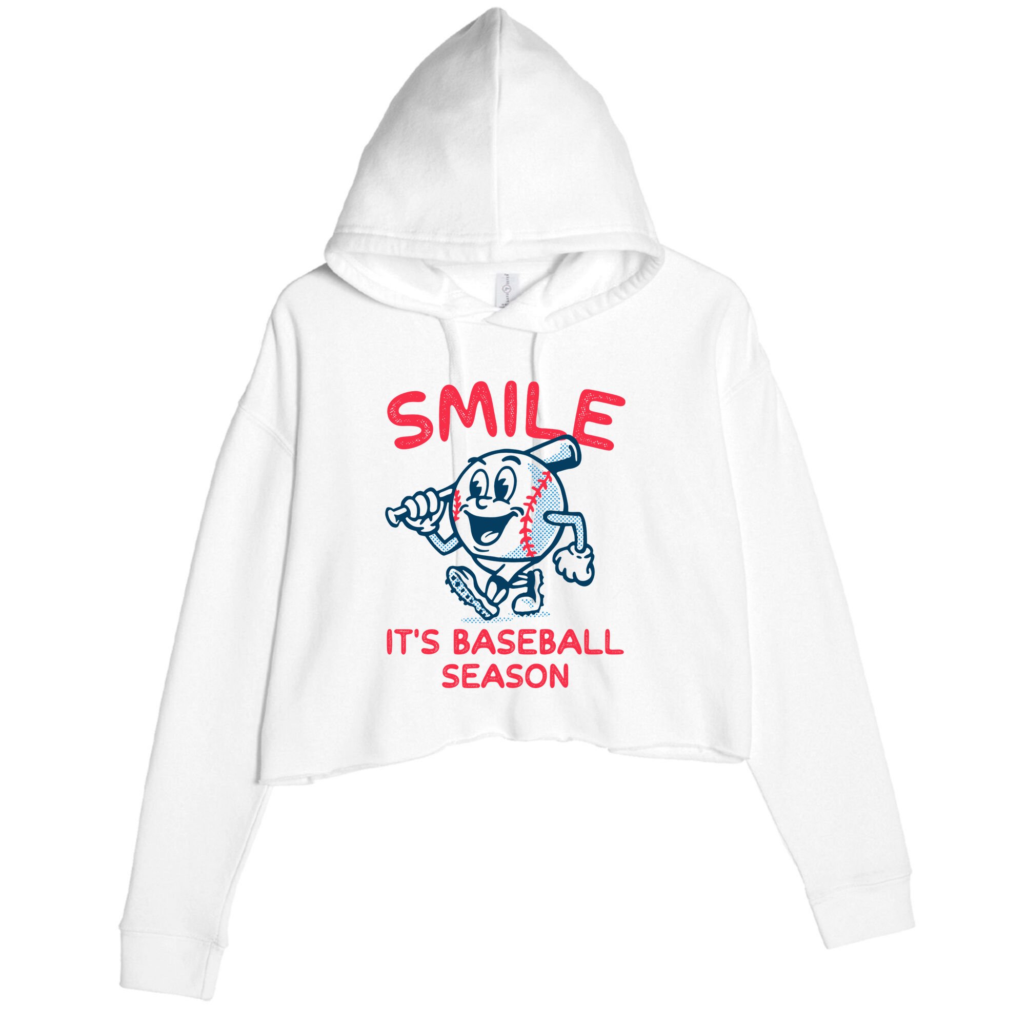 Funny Smile ItS Baseball Season Wo Crop Fleece Hoodie