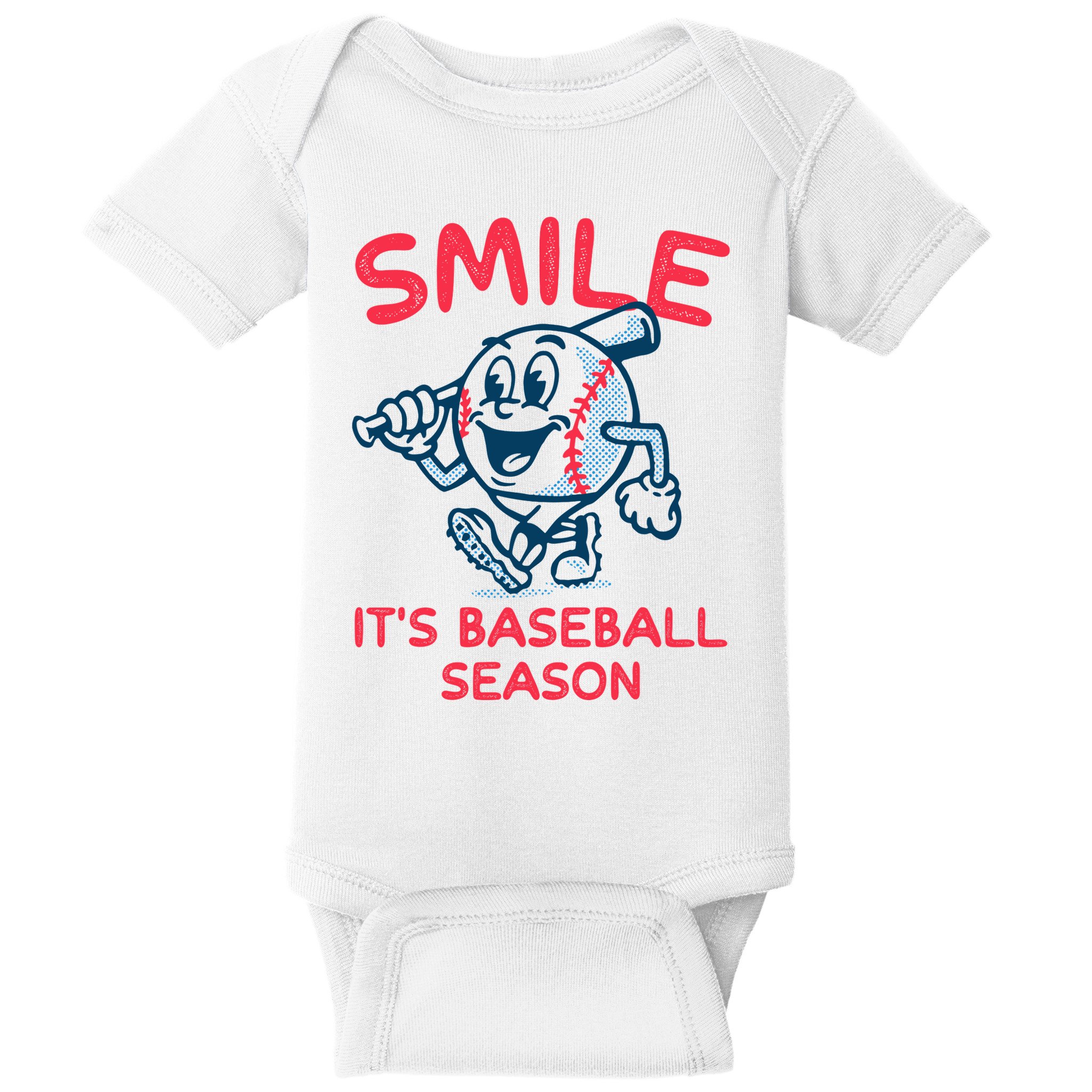 Funny Smile ItS Baseball Season Wo Baby Bodysuit