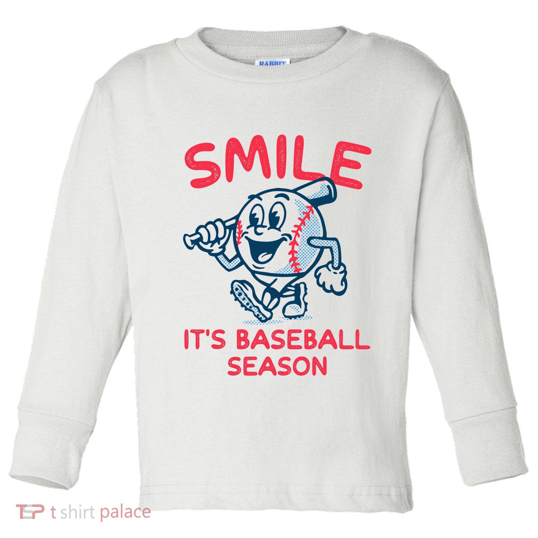 Funny Smile ItS Baseball Season Wo Toddler Long Sleeve Shirt
