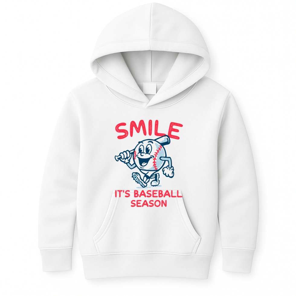 Funny Smile ItS Baseball Season Wo Kids Hoodie