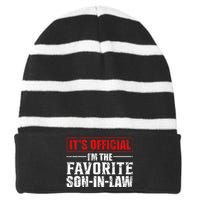 Funny Son Inlaw Its Im The Favorite Son Inlaw Striped Beanie with Solid Band