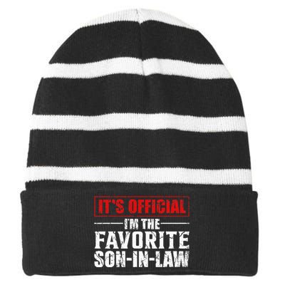 Funny Son Inlaw Its Im The Favorite Son Inlaw Striped Beanie with Solid Band