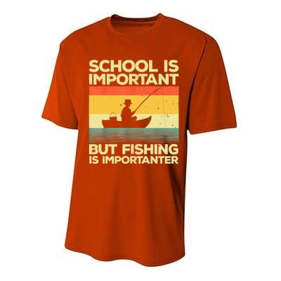 Funny School Is Important But Fishing Meme Fishing Fisherman Fish Trout Performance Sprint T-Shirt