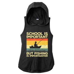 Funny School Is Important But Fishing Meme Fishing Fisherman Fish Trout Ladies PosiCharge Tri-Blend Wicking Draft Hoodie Tank