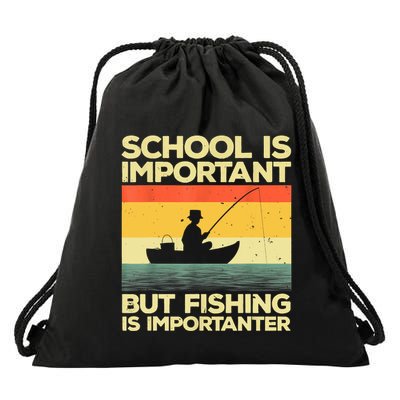 Funny School Is Important But Fishing Meme Fishing Fisherman Fish Trout Drawstring Bag