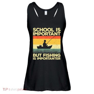 Funny School Is Important But Fishing Meme Fishing Fisherman Fish Trout Ladies Essential Flowy Tank