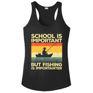 Funny School Is Important But Fishing Meme Fishing Fisherman Fish Trout Ladies PosiCharge Competitor Racerback Tank