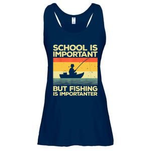 Funny School Is Important But Fishing Meme Fishing Fisherman Fish Trout Ladies Essential Flowy Tank