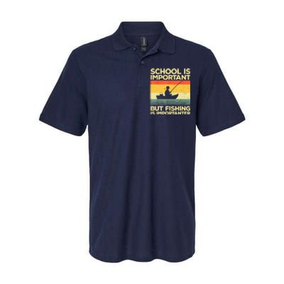 Funny School Is Important But Fishing Meme Fishing Fisherman Fish Trout Softstyle Adult Sport Polo