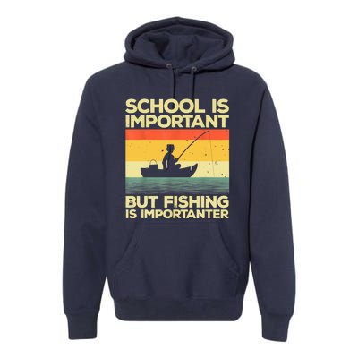 Funny School Is Important But Fishing Meme Fishing Fisherman Fish Trout Premium Hoodie