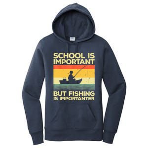 Funny School Is Important But Fishing Meme Fishing Fisherman Fish Trout Women's Pullover Hoodie