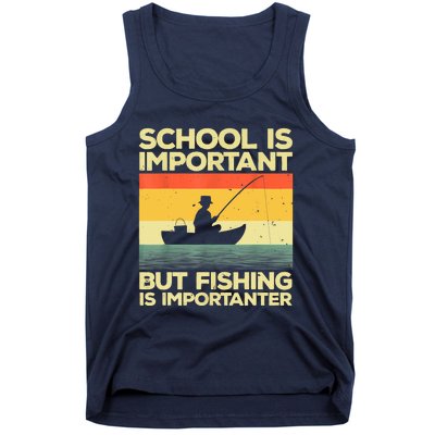 Funny School Is Important But Fishing Meme Fishing Fisherman Fish Trout Tank Top