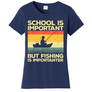 Funny School Is Important But Fishing Meme Fishing Fisherman Fish Trout Women's T-Shirt