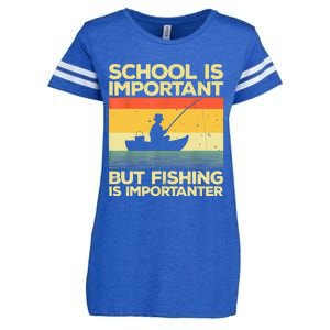 Funny School Is Important But Fishing Meme Fishing Fisherman Fish Trout Enza Ladies Jersey Football T-Shirt