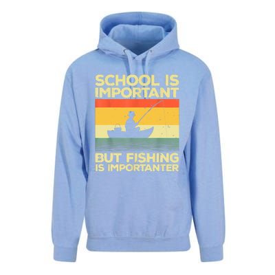 Funny School Is Important But Fishing Meme Fishing Fisherman Fish Trout Unisex Surf Hoodie